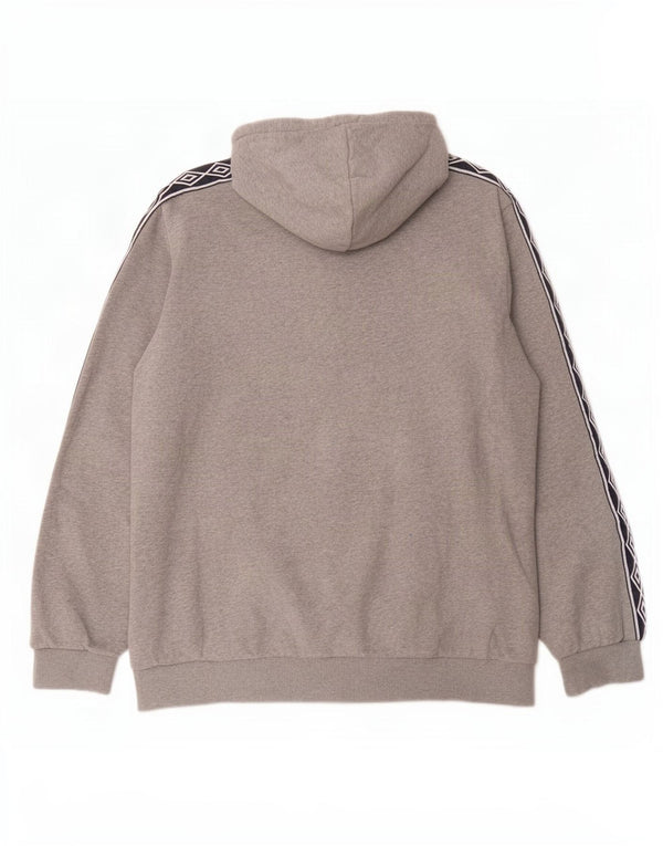 Umbro Pull à capuche zippé graphique pour homme 2XL Gris Colorblock Coton