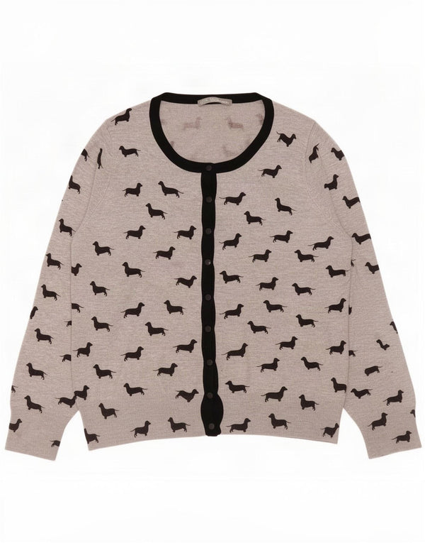 Marks & Spencer Pull cardigan pour femme UK 16 Grand imprimé animal gris