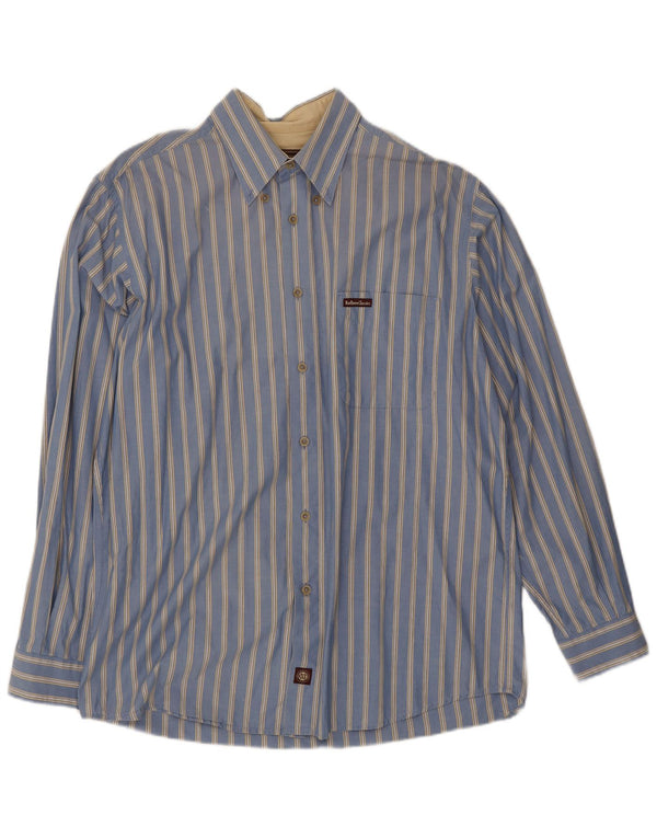 Marlboro Classics Chemise Homme Large Bleu Rayé Coton