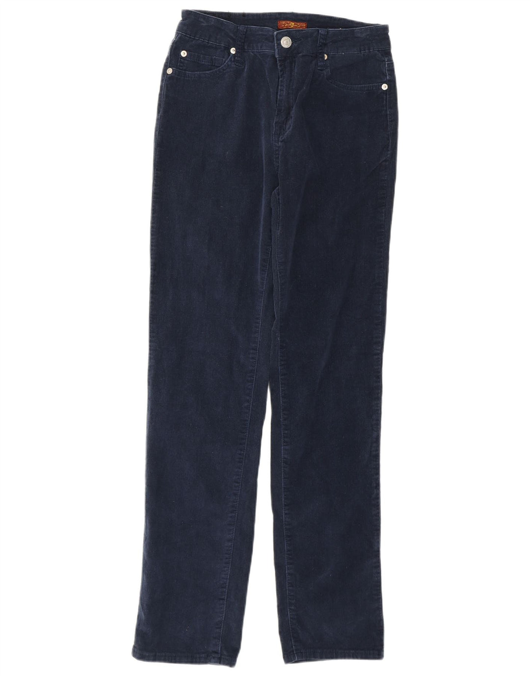 7 FOR ALL MANKIND Pantalon droit en velours côtelé pour femme W26 L29 Bleu marine