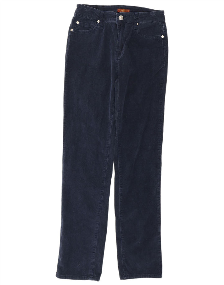 7 FOR ALL MANKIND Pantalon droit en velours côtelé pour femme W26 L29 Bleu marine