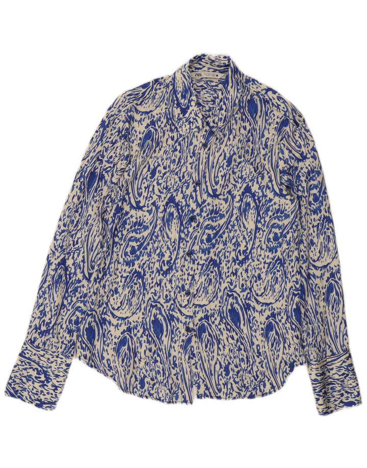 Zara Chemise ample pour femme UK 10 Petit Bleu Paisley