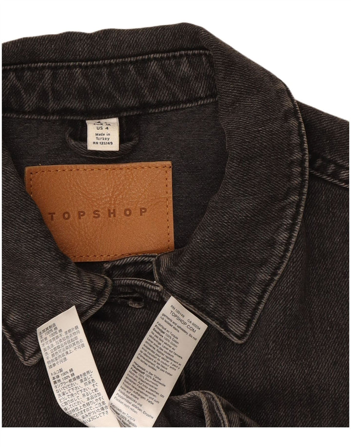 Topshop Veste en jean surdimensionnée pour femme UK 8 Small Gris Coton