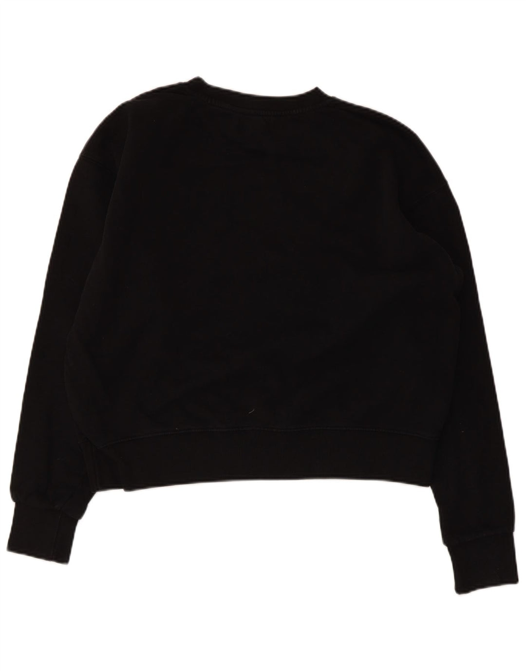 CONVERSE Womens Crop Sweatshirt Jumper UK 14 Medium Black Cotton