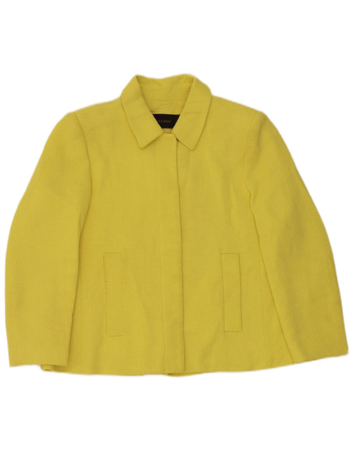 Zara Veste Blazer Femme UK 14 Coton Jaune Moyen