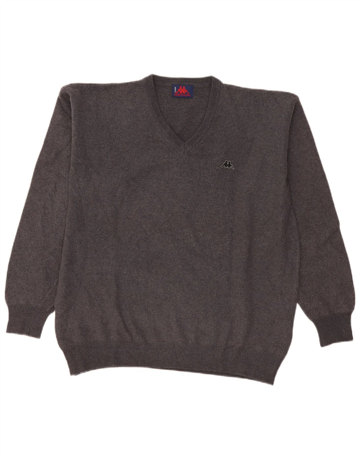 Kappa Pull col V pour homme en laine gris Taille L