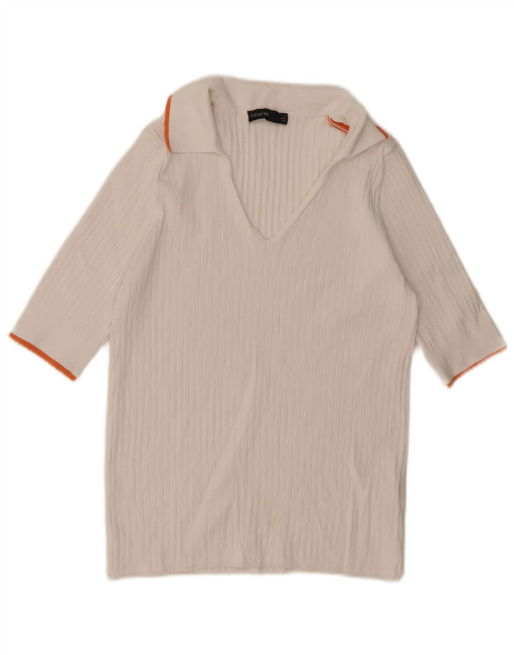 Marks & Spencer Polo Autograph Femme UK 14 Medium Blanc Viscose