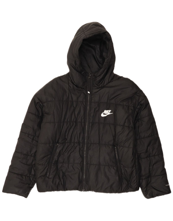 Nike Veste matelassée surdimensionnée à capuche Therma-Fit pour femme UK 16 Large Noir