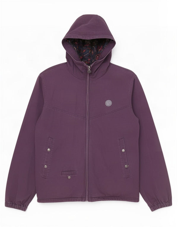 Pretty Green Veste bomber à capuche pour femme UK 14 Coton violet moyen