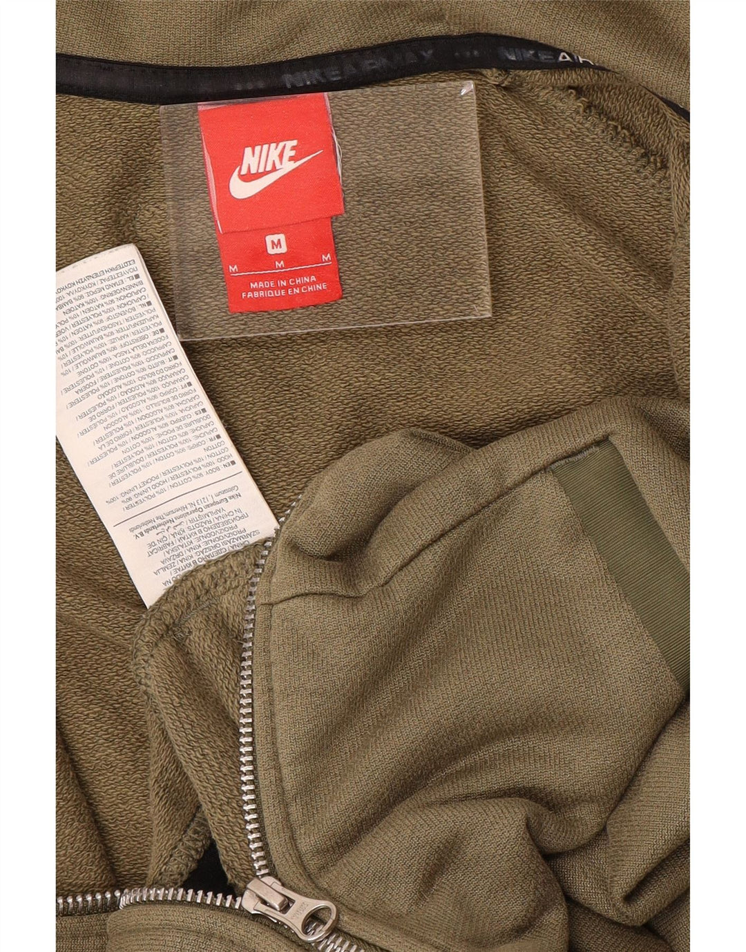 Nike Sweat à capuche zippé graphique en coton kaki moyen pour homme