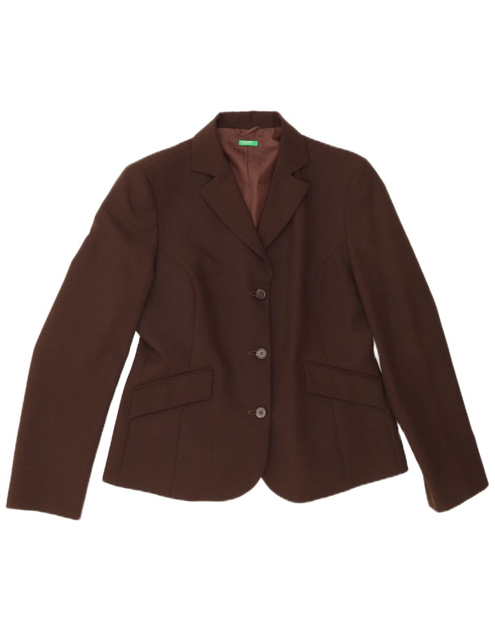 BENETTON Womens 3 Button Blazer Jacket IT 46 Large Brown