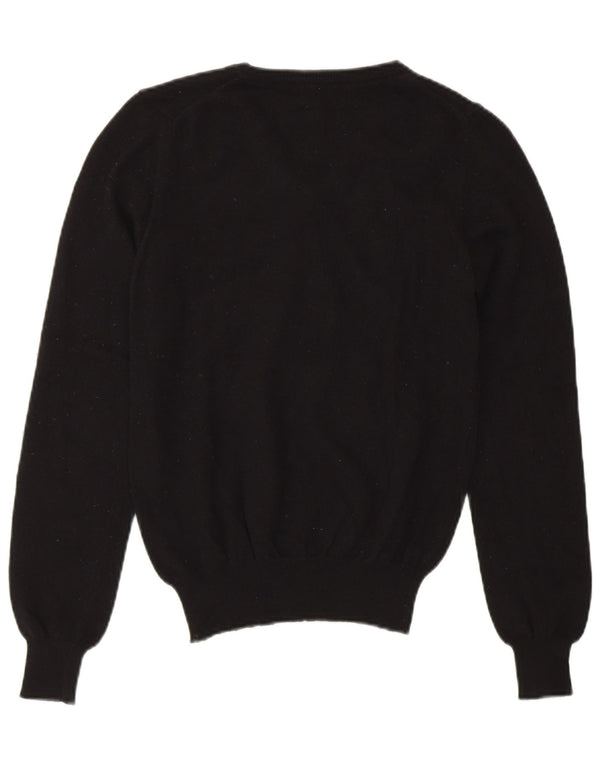 Fred Perry Pull court à col en V pour femme UK 10 Petite laine mérinos noire