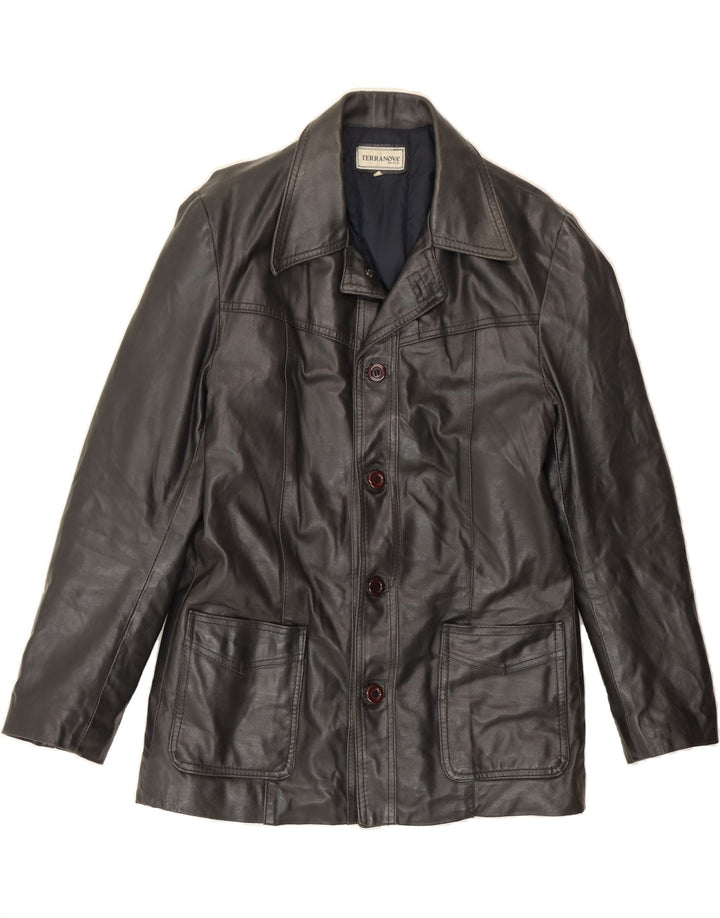 TERRANOVA Mens Leather Jacket UK 38 Medium Black Leather Vintage Terranova and Second-Hand Terranova from Messina Hembry 