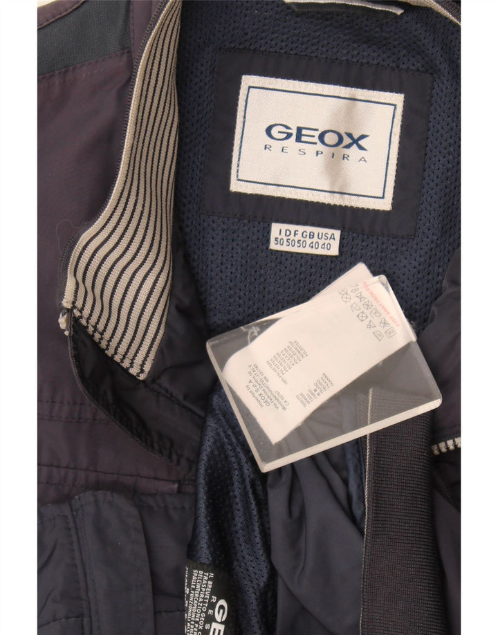 Geox Respira Veste Bomber Homme IT 50 Large Bleu Marine Polyester