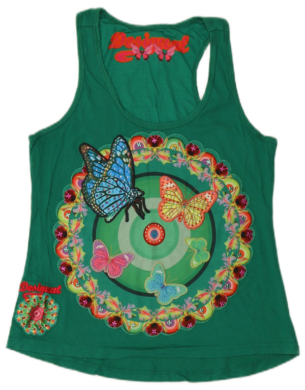 Desigual Débardeur graphique pour femme UK 12 Vert moyen floral