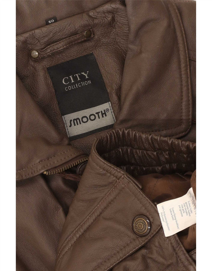 Veste en cuir bomber lisse pour hommes IT 50 grand cuir marron