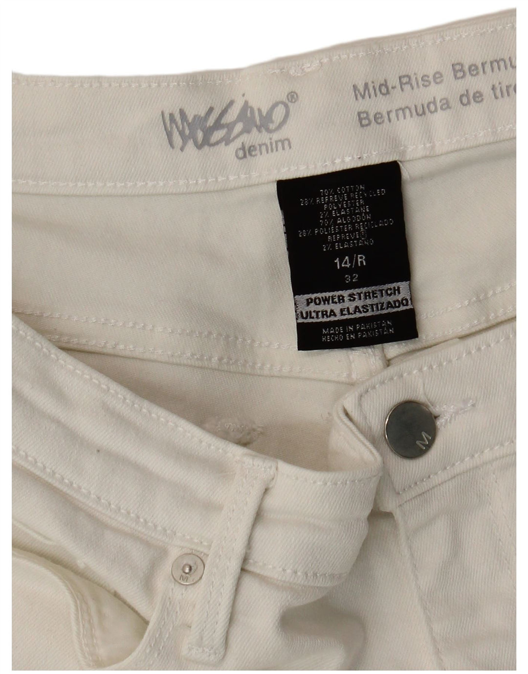 Mossimo Bermuda taille moyenne pour femme US 14 Large W32 en coton blanc