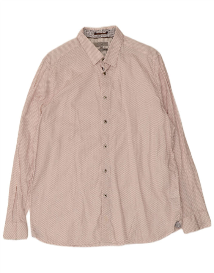 Ted Baker Chemise Homme Taille 6 2XL Rose Géométrique Coton