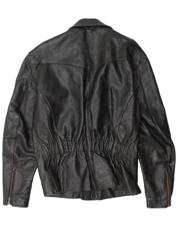 Takai Veste de motard en cuir pour homme UK 40 Large Noir