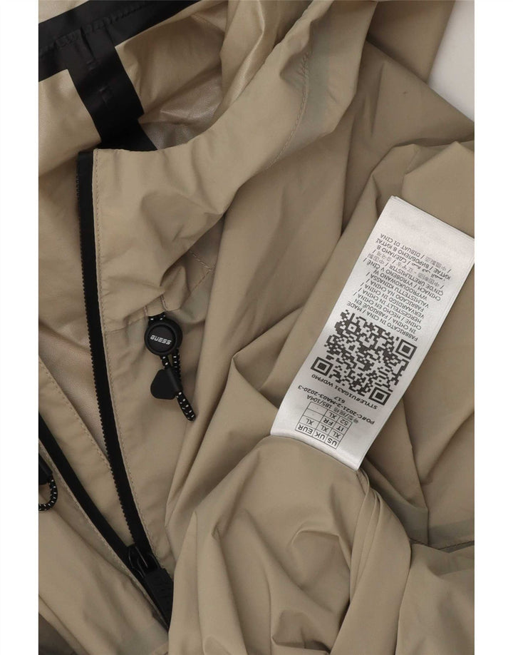 Guess Veste de pluie à capuche pour homme UK 42 XL Beige Polyéthylène