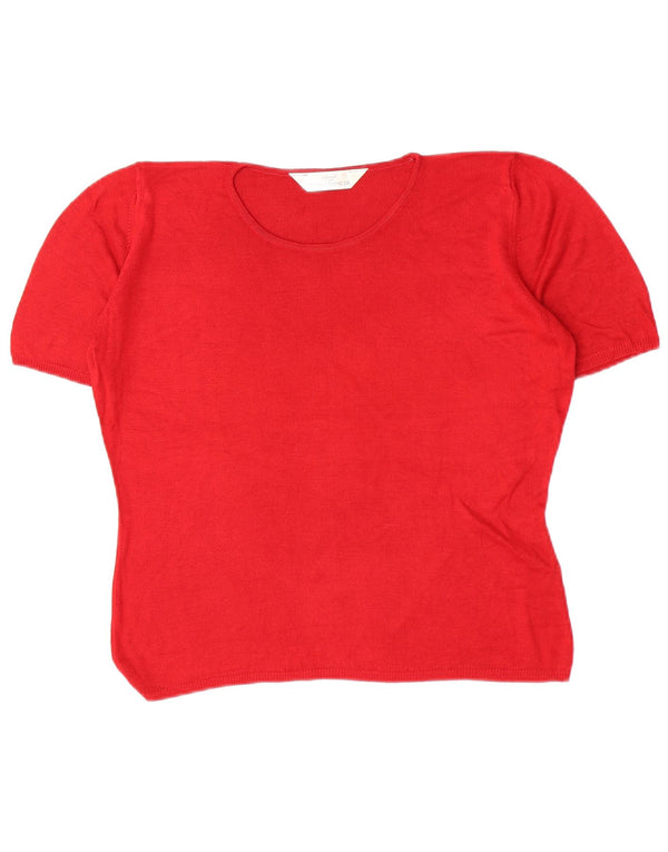 Marks & Spencer T-Shirt Femme UK 14 Large Rouge Viscose