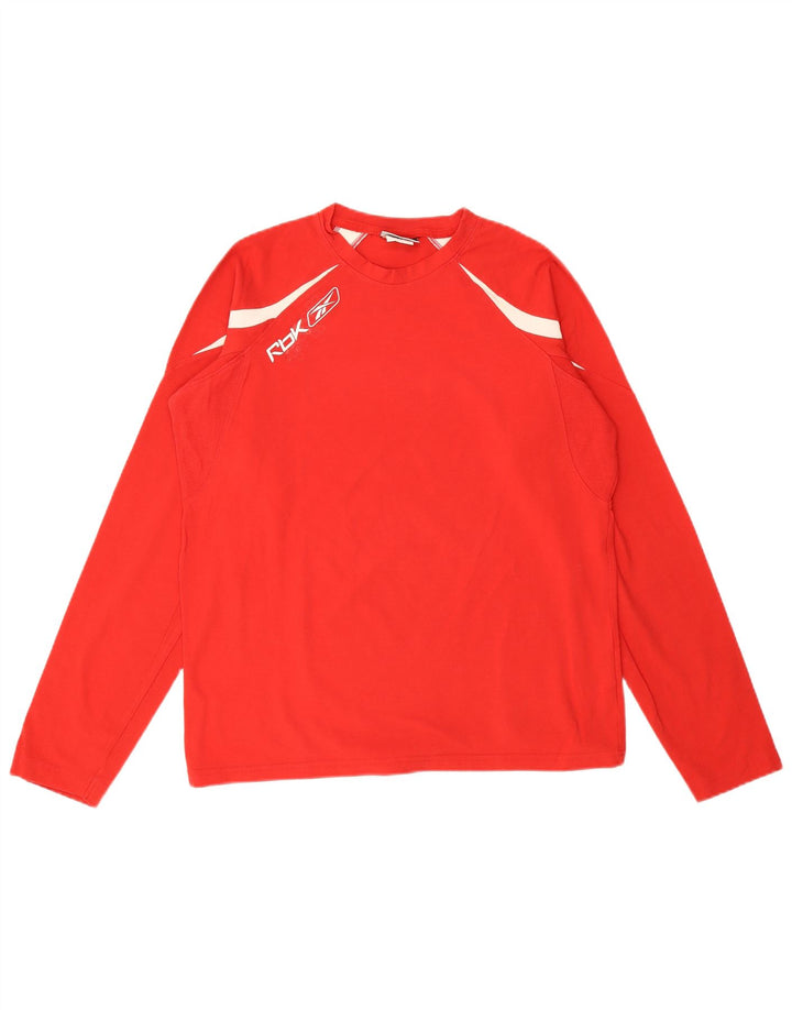 REEBOK Haut graphique à manches longues pour hommes en coton color block rouge petit