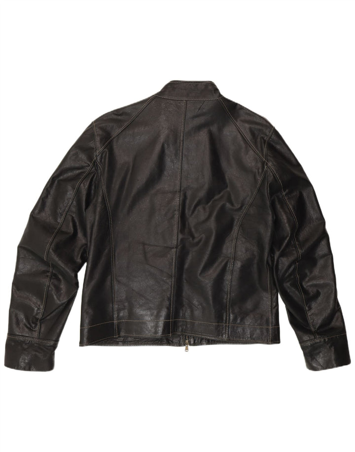 VINTAGE Veste Racer en cuir homme UK 40 Grand cuir noir