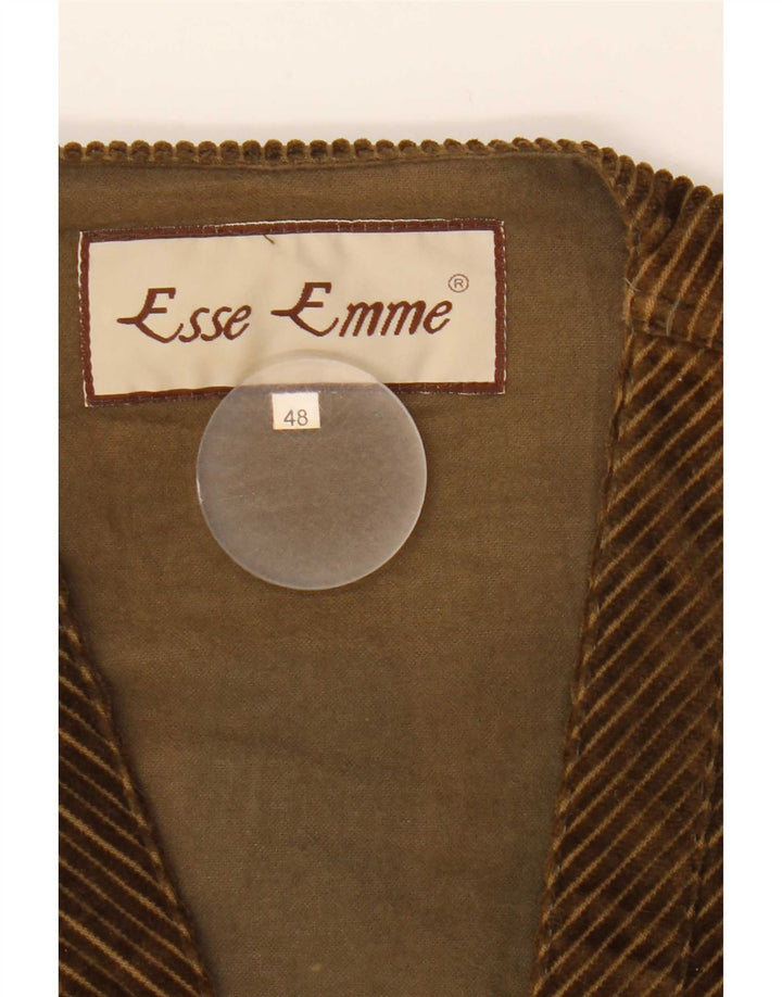 ESSE EMME Gilet Homme Velours Côtelé IT 48 Coton Kaki Moyen