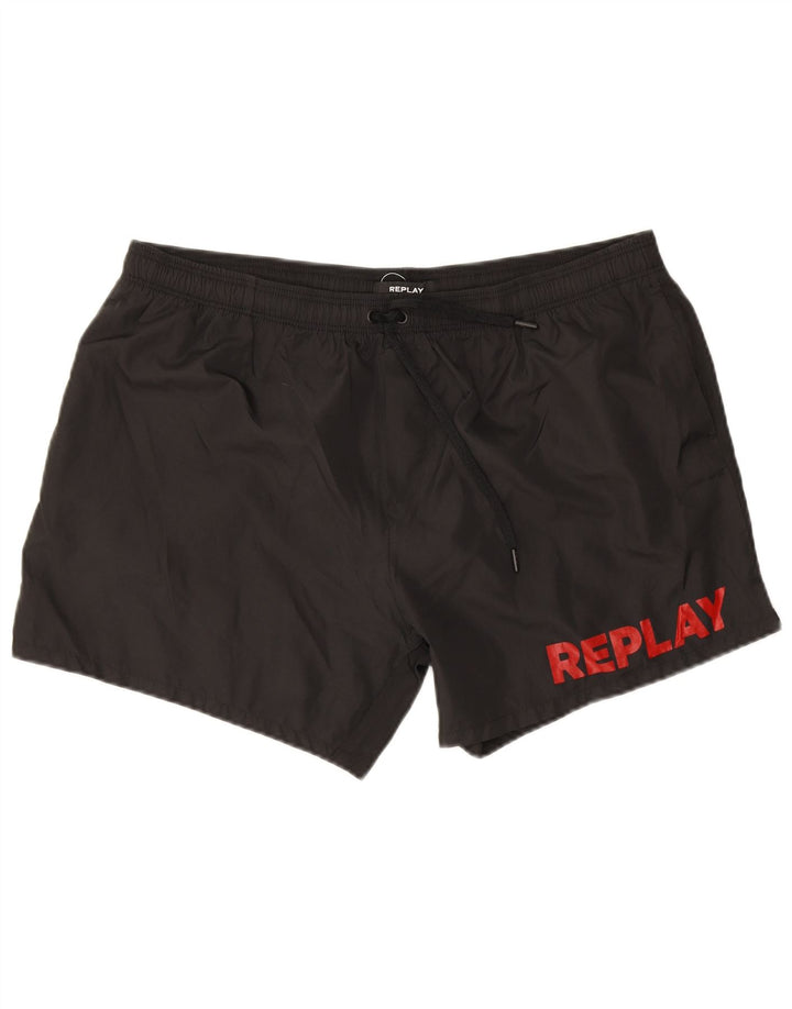 Replay Short de Bain Graphique Homme Grand Noir