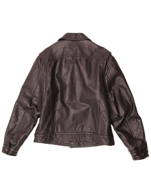 veste en cuir homme vintage UK 40 Grand Noir