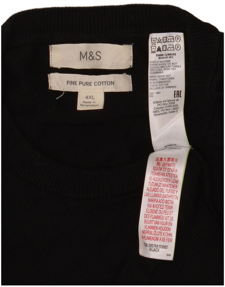 Marks & Spencer Pull à col rond pour homme 4XL en coton noir