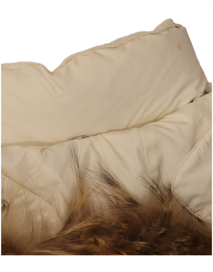 Diadora Manteau rembourré à capuche pour femme UK 14 Medium Off White Polyester