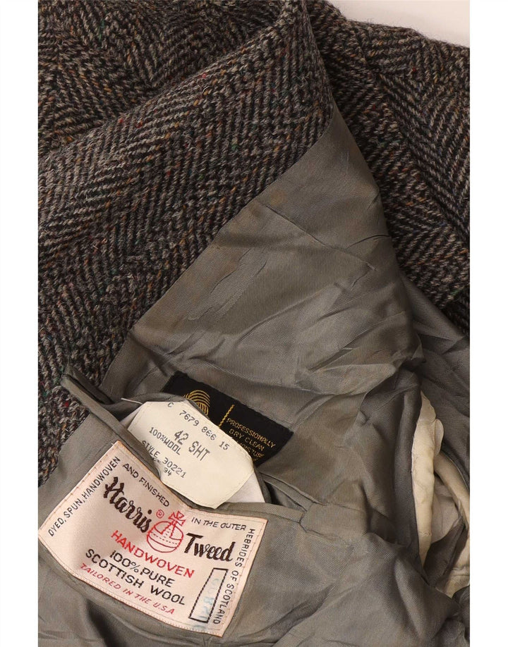 Harris Tweed Veste blazer courte pour homme UK 42 Gris moyen à chevrons