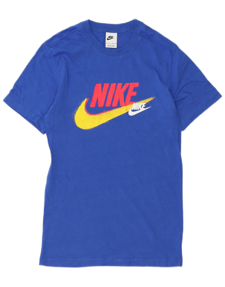Nike Mens Graphic T-Shirt Top XS Bleu Coton