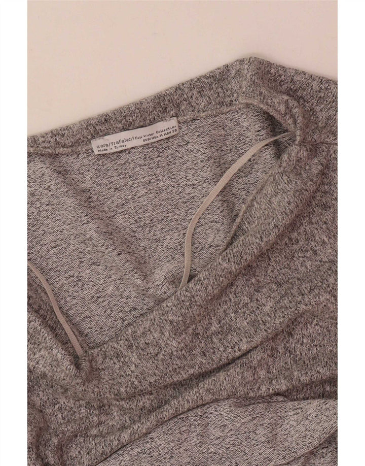 Zara Femme Haut Oversize Manches Longues UK 14 Gris Moyen Moucheté