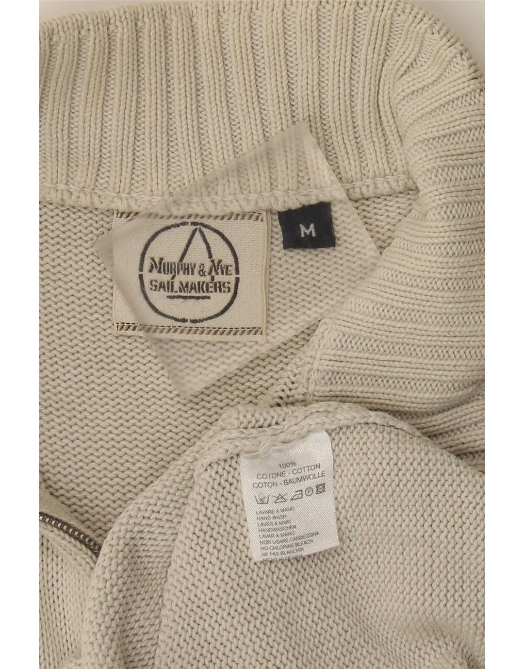 Murphy & Nye Pull Col Zippé Homme Coton Beige Moyen