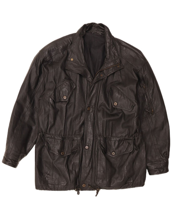 veste en cuir homme vintage UK 42 XL Noir