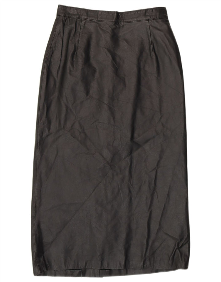 vintage Femme Taille Haute Jupe En Cuir EU 42 Grand Cuir Noir