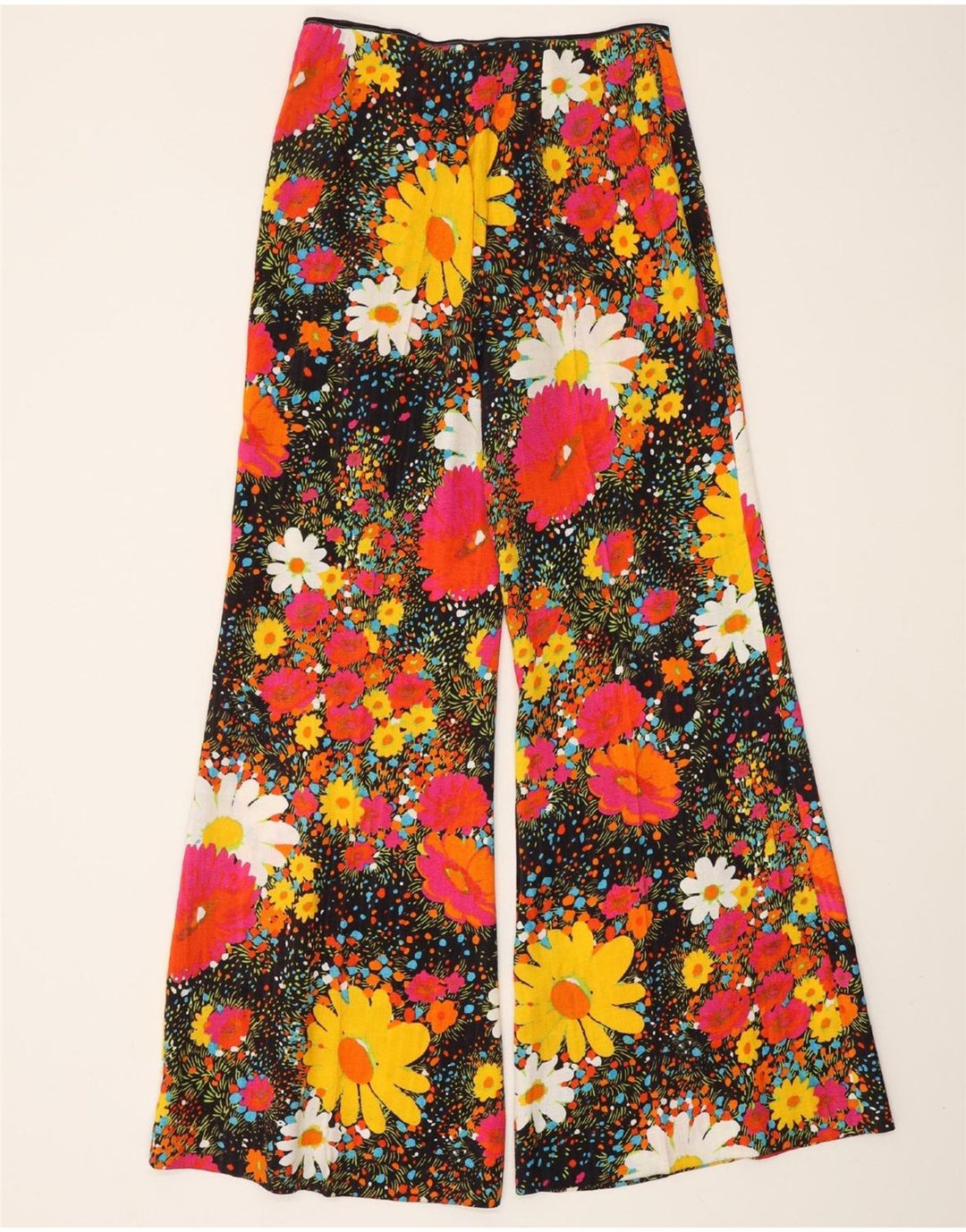 VINTAGE Pantalon décontracté taille haute pour femme W26 L31 Floral multicolore
