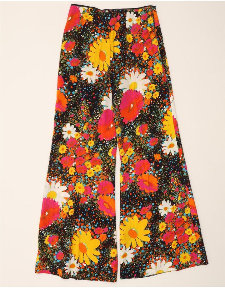 VINTAGE Pantalon décontracté taille haute pour femme W26 L31 Floral multicolore