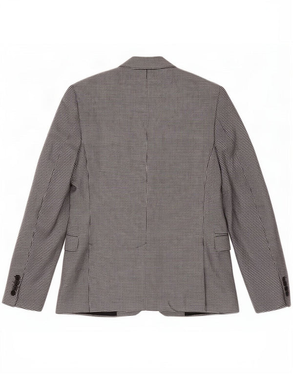 Zara Veste blazer à 2 boutons pour homme EU 46 Petite laine pied-de-poule noire