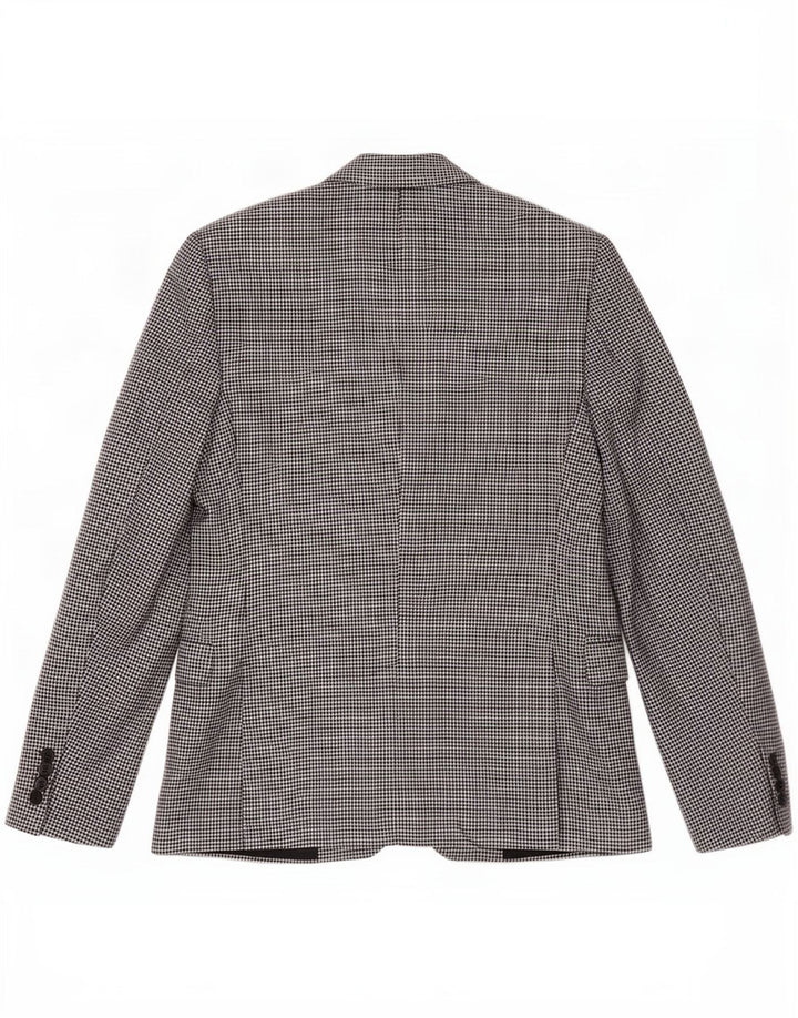 Zara Veste blazer à 2 boutons pour homme EU 46 Petite laine pied-de-poule noire