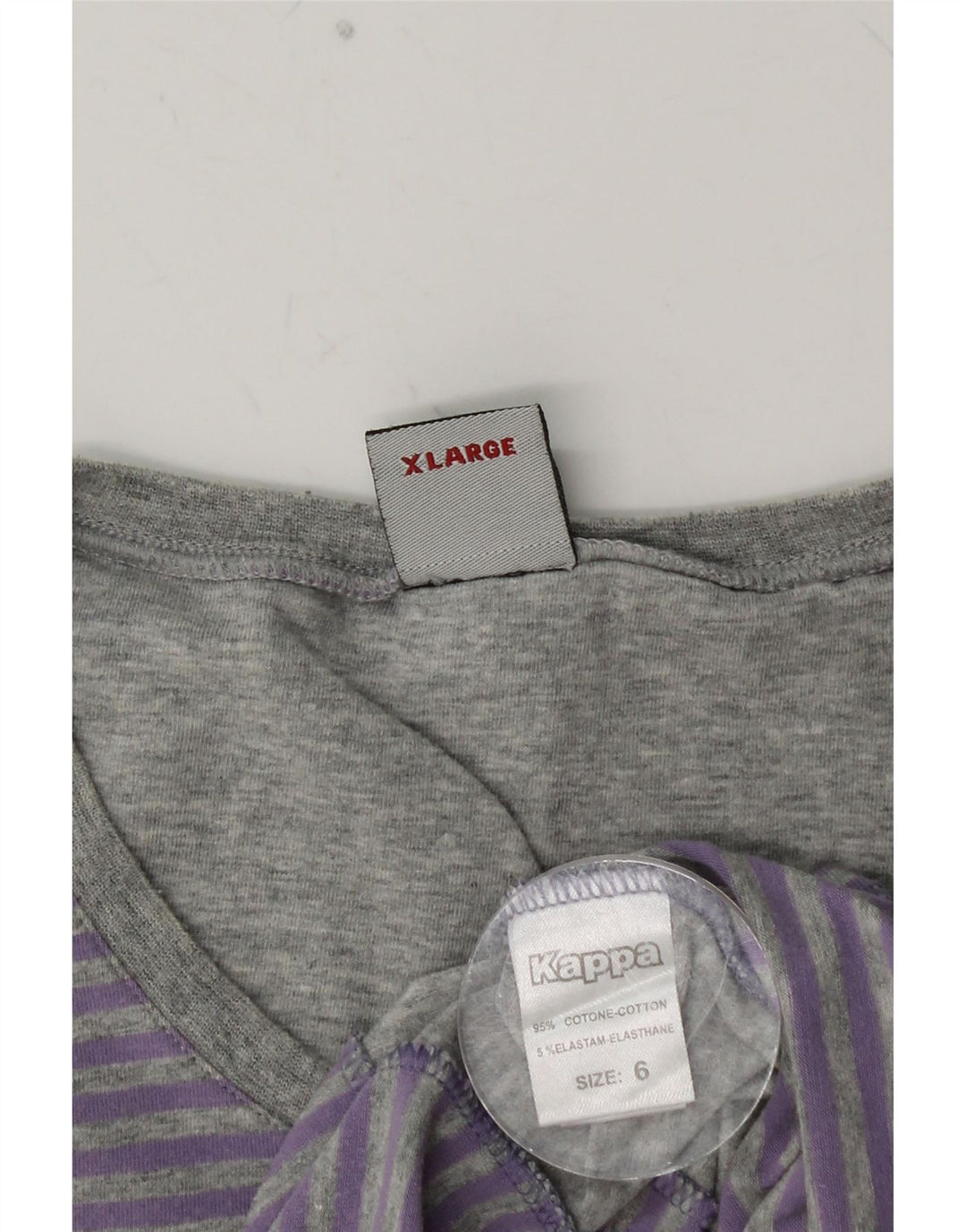 KAPPA T-Shirt Homme Top XL Violet Pinstripe Coton