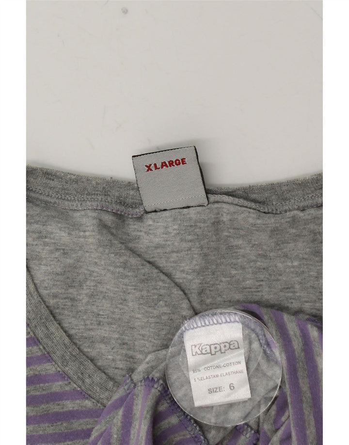 KAPPA T-Shirt Homme Top XL Violet Pinstripe Coton