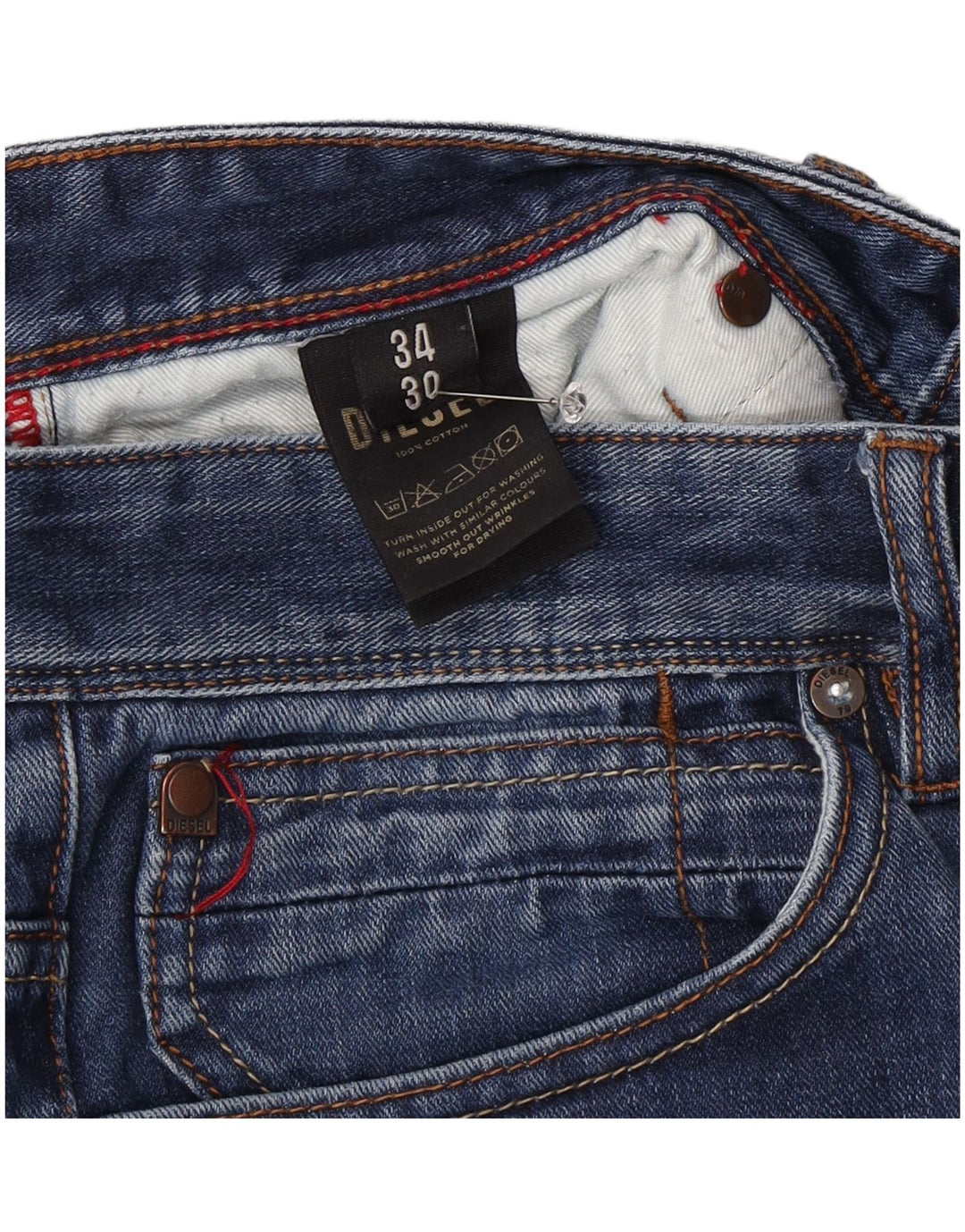 Diesel Jean Droit Homme W34 L30 Bleu Coton
