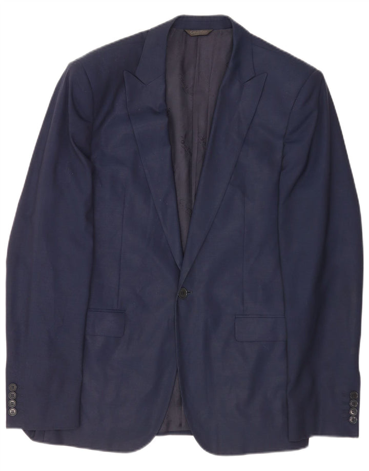 Calvin Klein Veste Blazer 1 Bouton Homme IT 48 Bleu Marine Moyen Laine