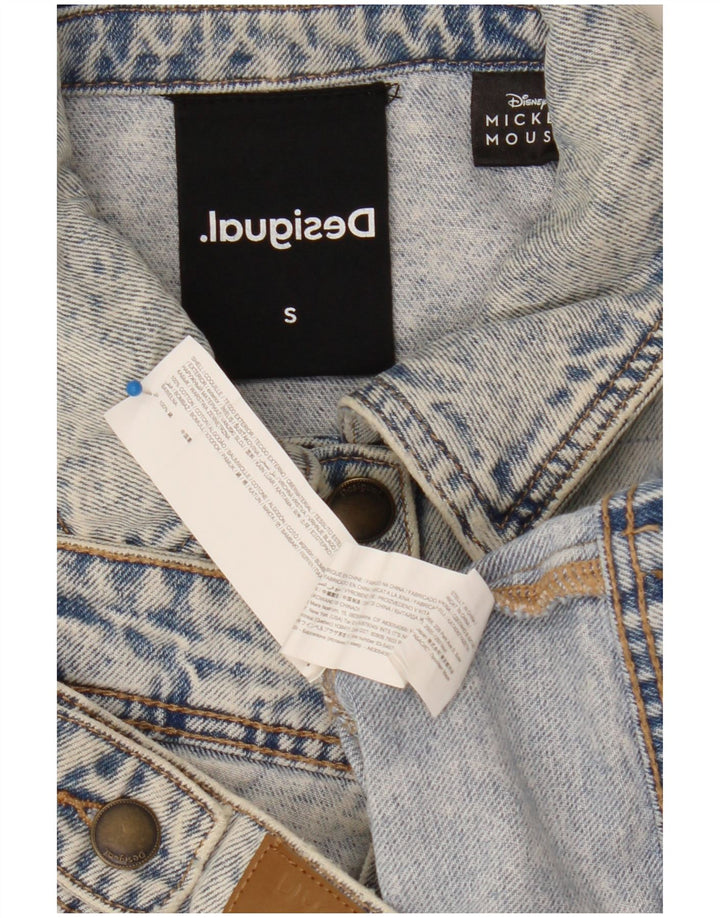 Desigual Veste en jean graphique Mickey Mouse pour femme UK 10 Small Bleu Coton