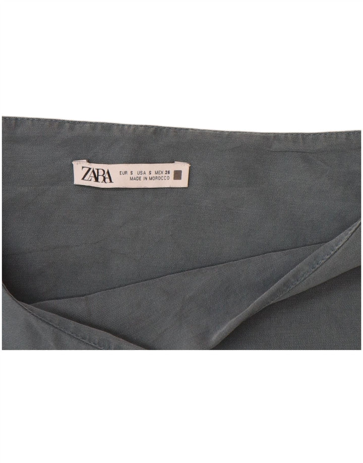 Zara Womens Blouse Oversize Top UK 10 Petit Gris Colorblock Coton