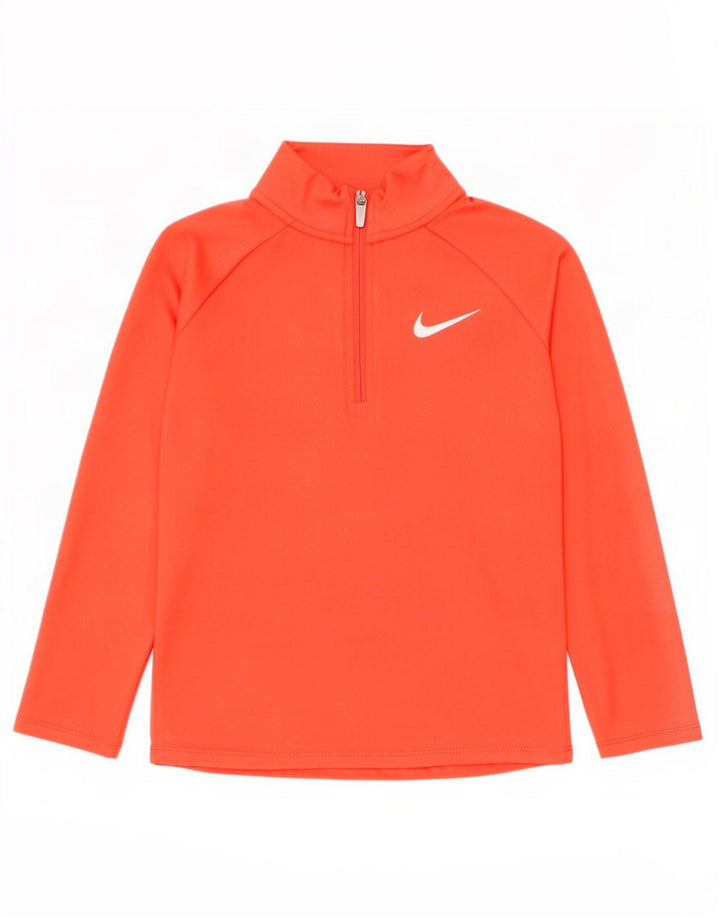 Nike Filles Dri Fit Zip Neck Pull Survêtement Top 6-7 ans Grand Orange