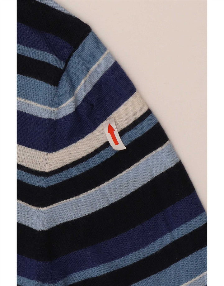 Rifle Pull col V Homme Laine Rayée Bleu Marine Moyen